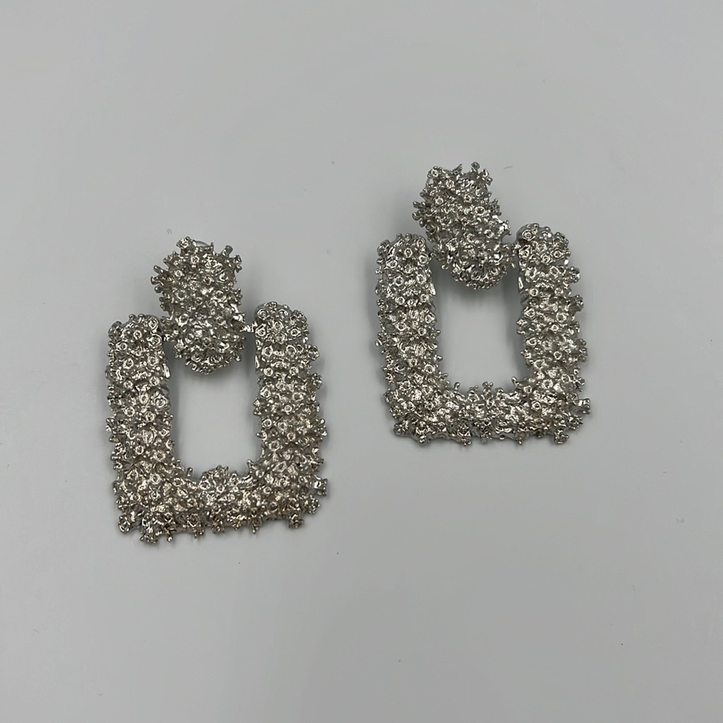 New Silver Tone Statement Earrings